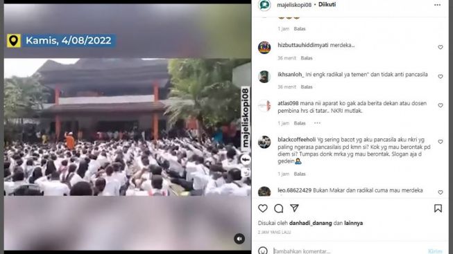tangkapan layar ospek Universitas Cenderawasih dari salah satu akun Instagram